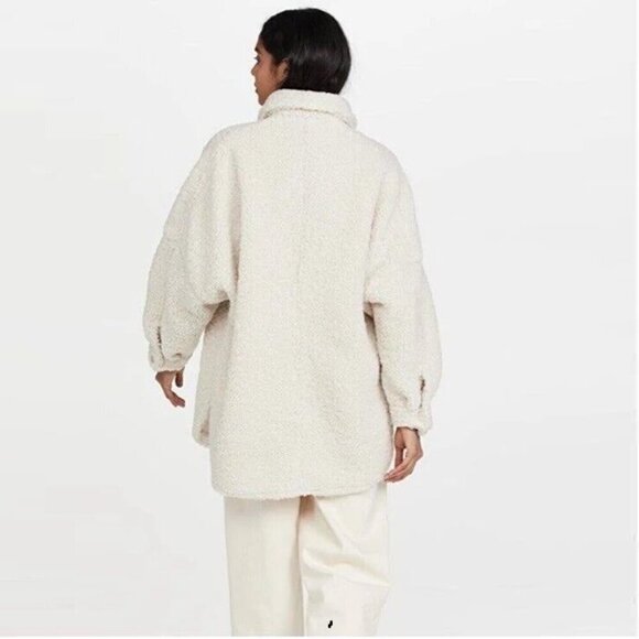 A.L.C. Size L Cream Beige Cambrie Faux Shearling Shirt Jacket NWT - Picture 9 of 10